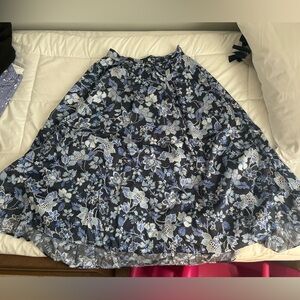 Floral High Low Elastic Waistband Skirt
